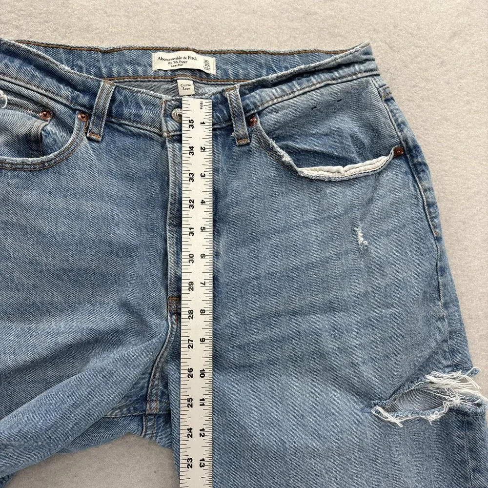 Abercrombie & Fitch 90s Baggy Straight Jeans Womens 10 Blue Low Rise Curve Love - Picture 7 of 12